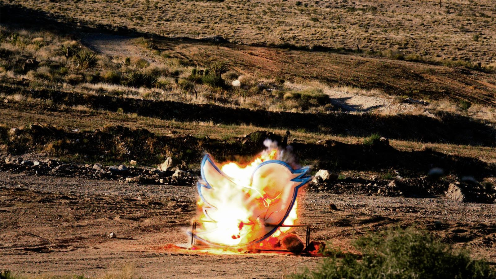 Ditchit Detonates Iconic Twitter Sign in Bold Statement Against Big Tech Tesla Cybertruck Elon Musk